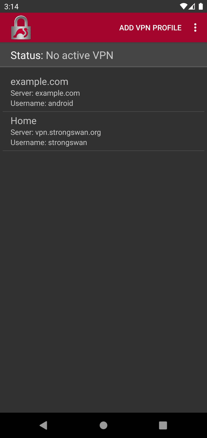 strongSwan VPN Client screenshot