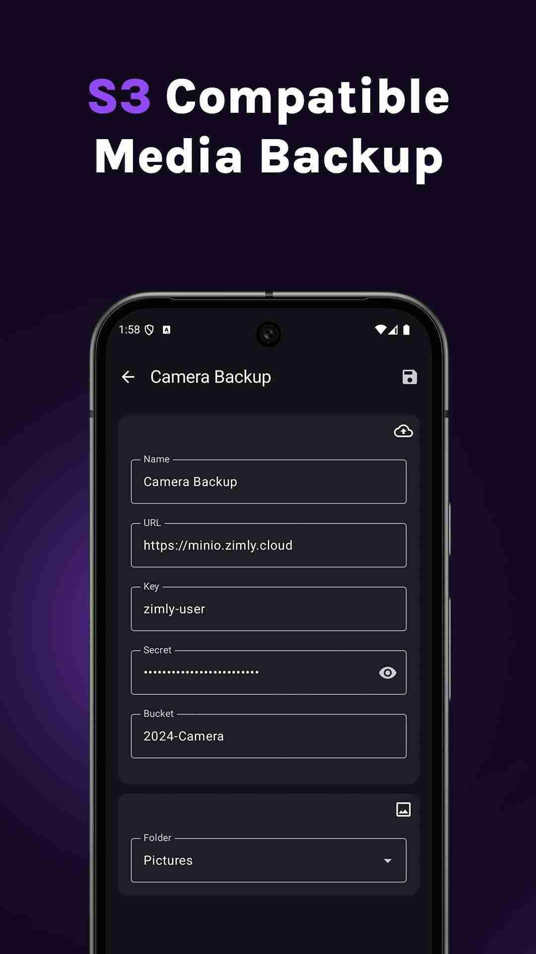 Zimly S3 Backup screenshot