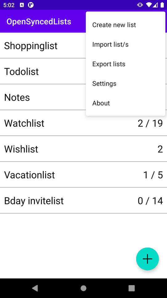 OpenSyncedLists screenshot