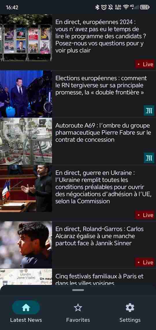 LeMondeRssReader screenshot