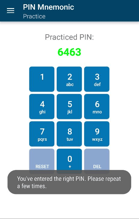 PIN Mnemonic screenshot