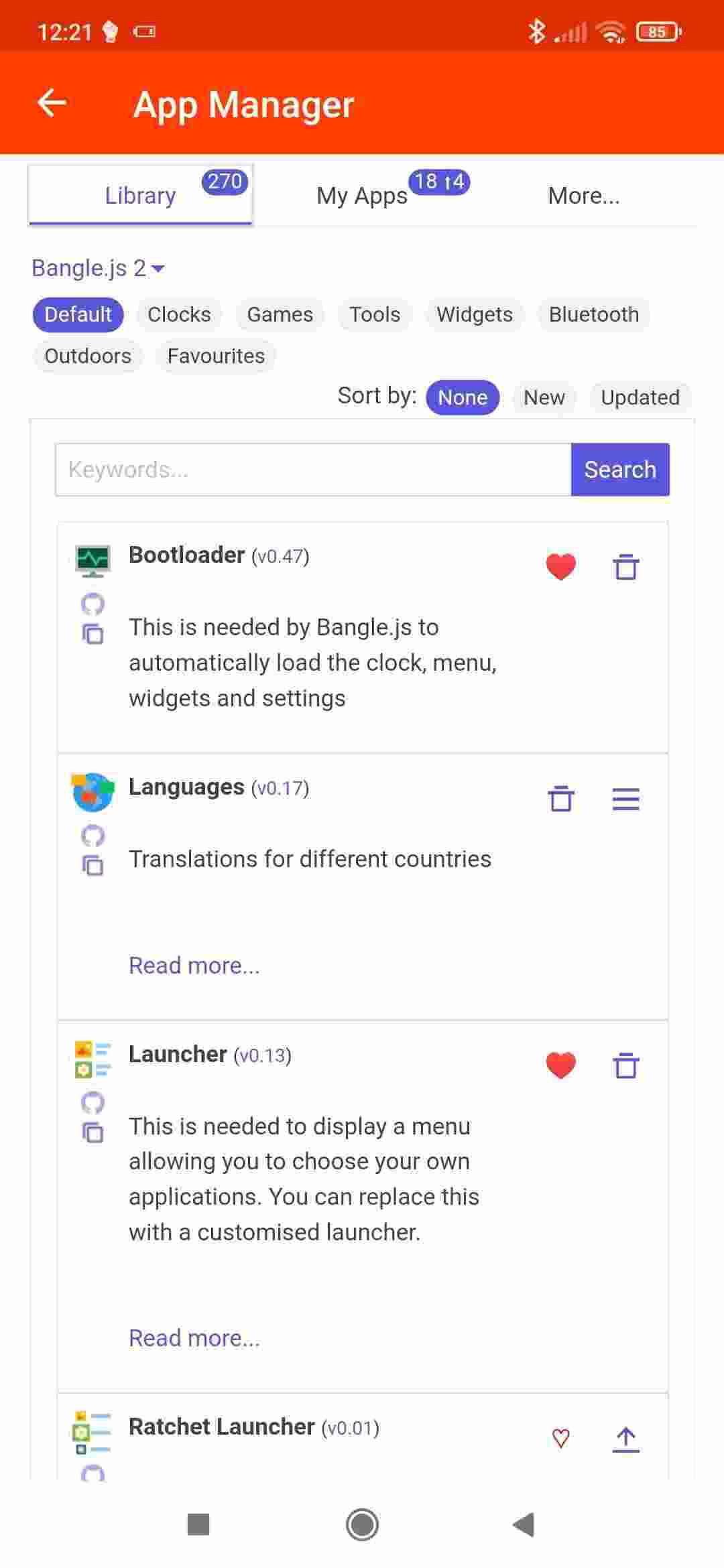 Bangle.js Gadgetbridge screenshot