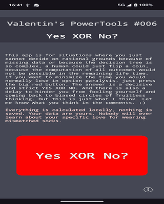 Yes XOR No? screenshot