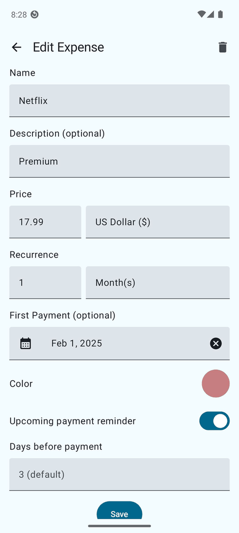Recurring Expense Tracker screenshot