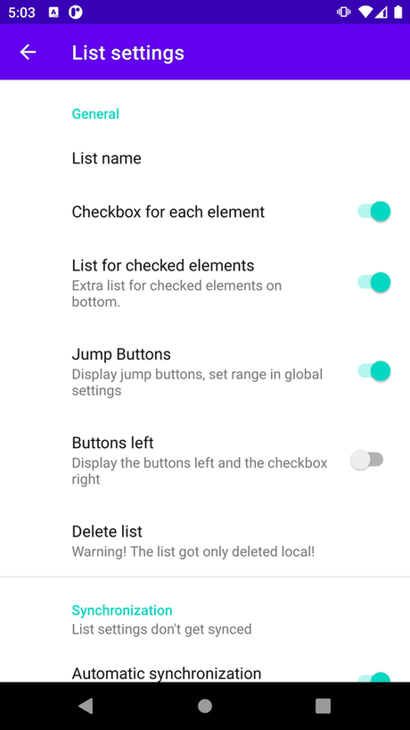 OpenSyncedLists screenshot