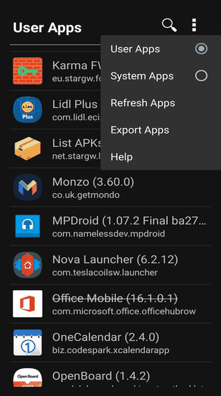 AppList screenshot