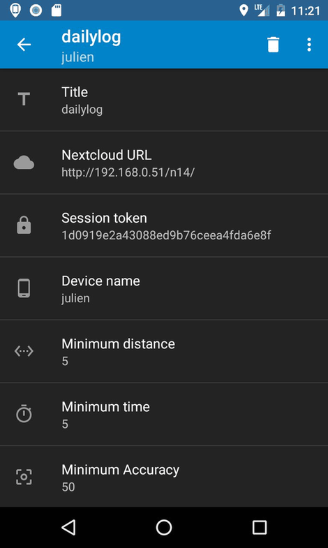 PhoneTrack screenshot