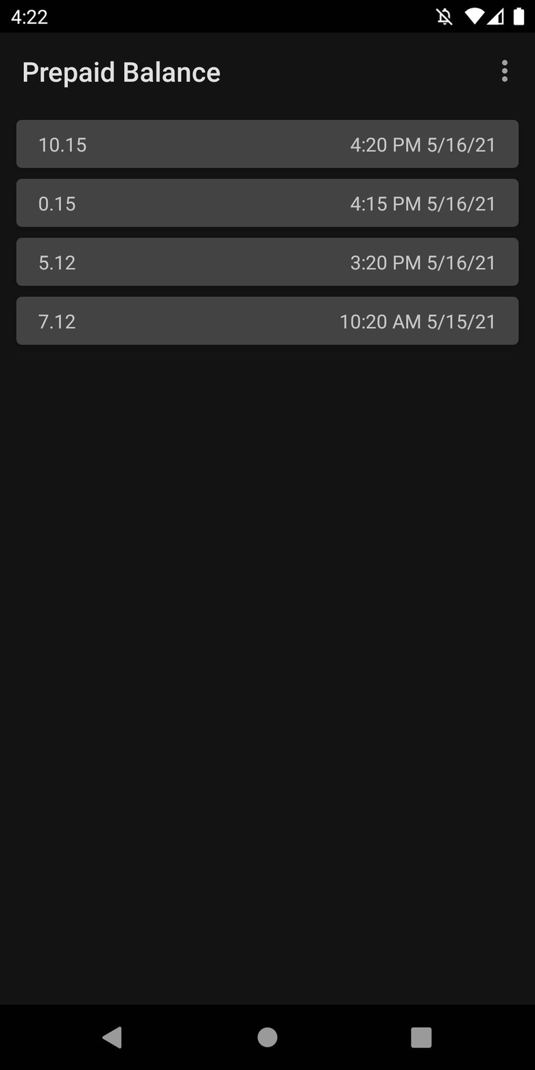 Prepaid Balance screenshot