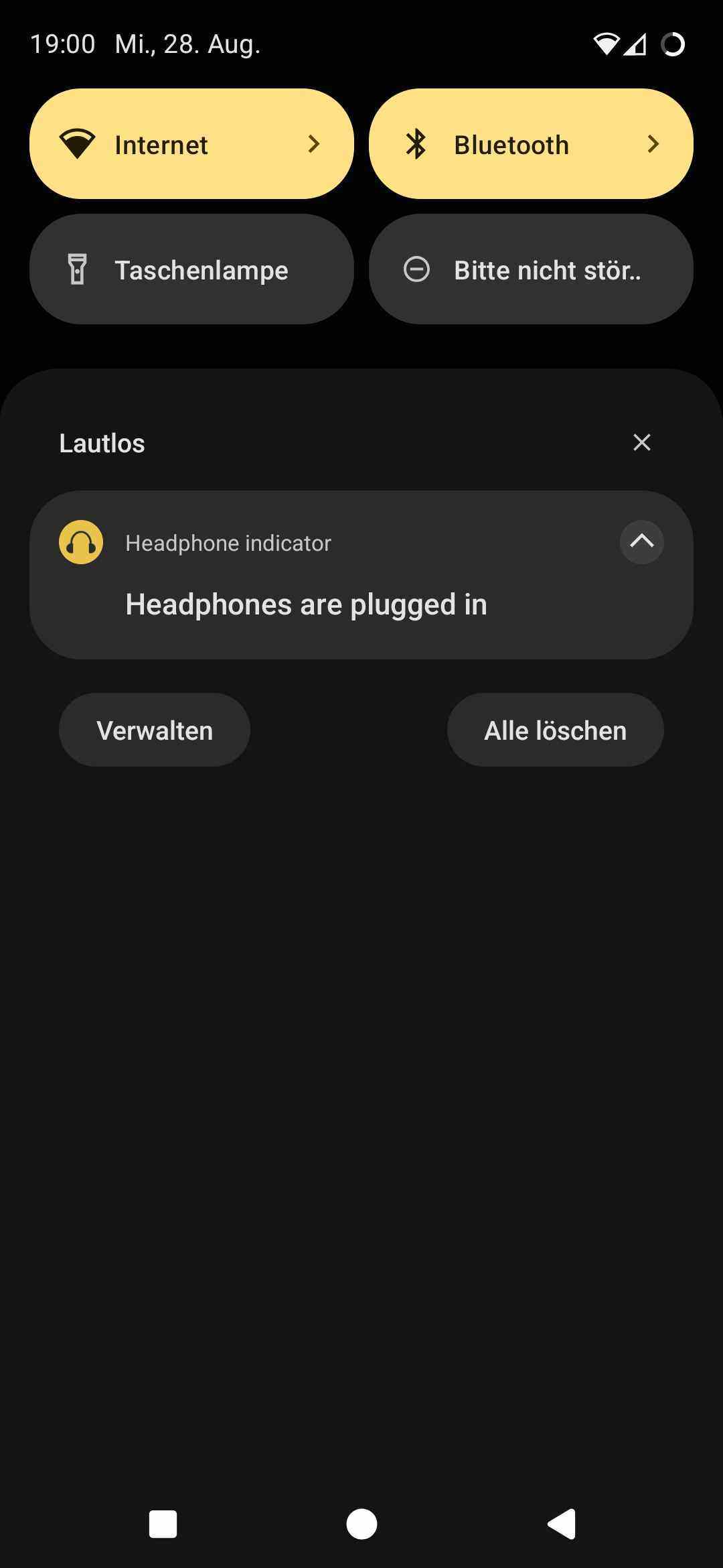 Headphone indicator screenshot