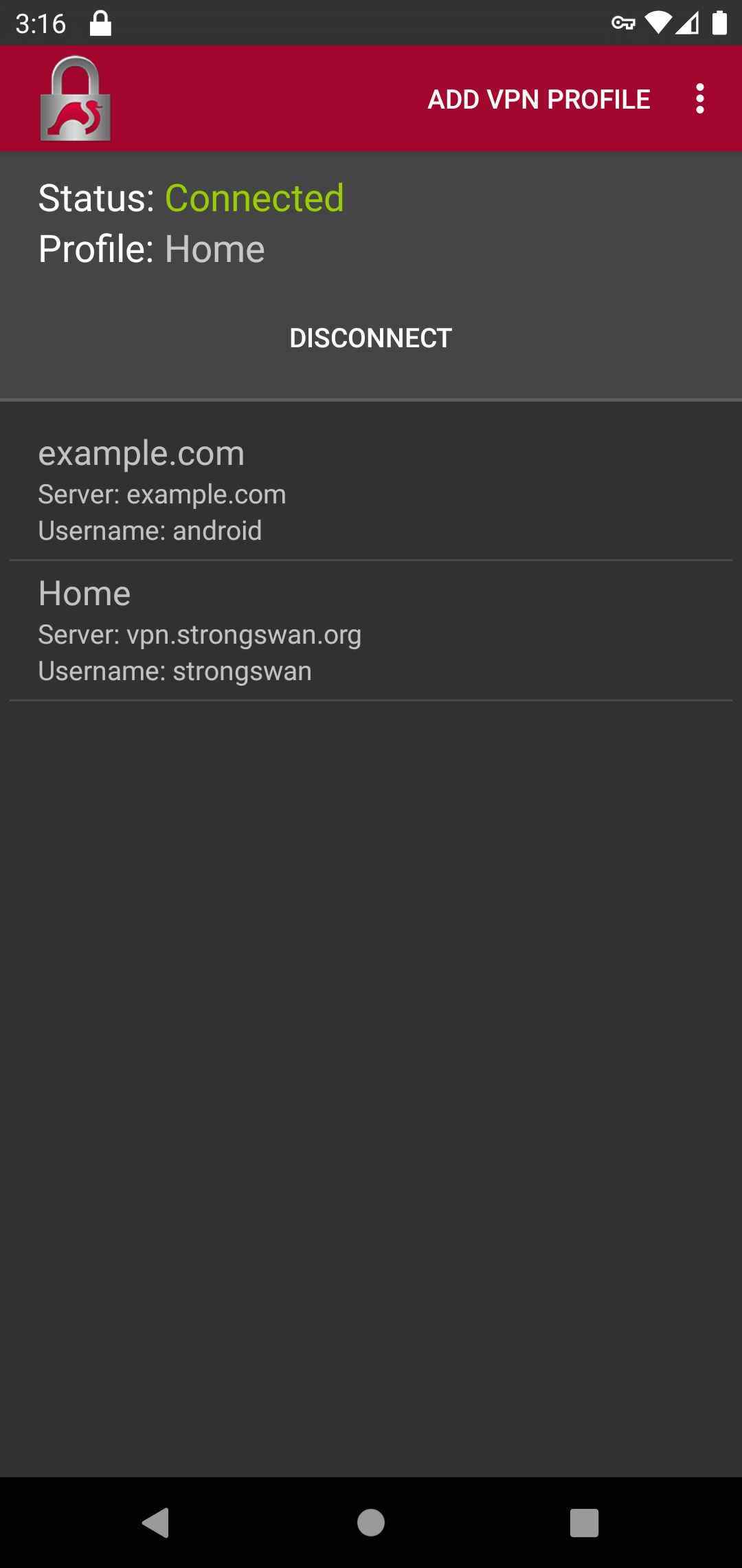 strongSwan VPN Client screenshot