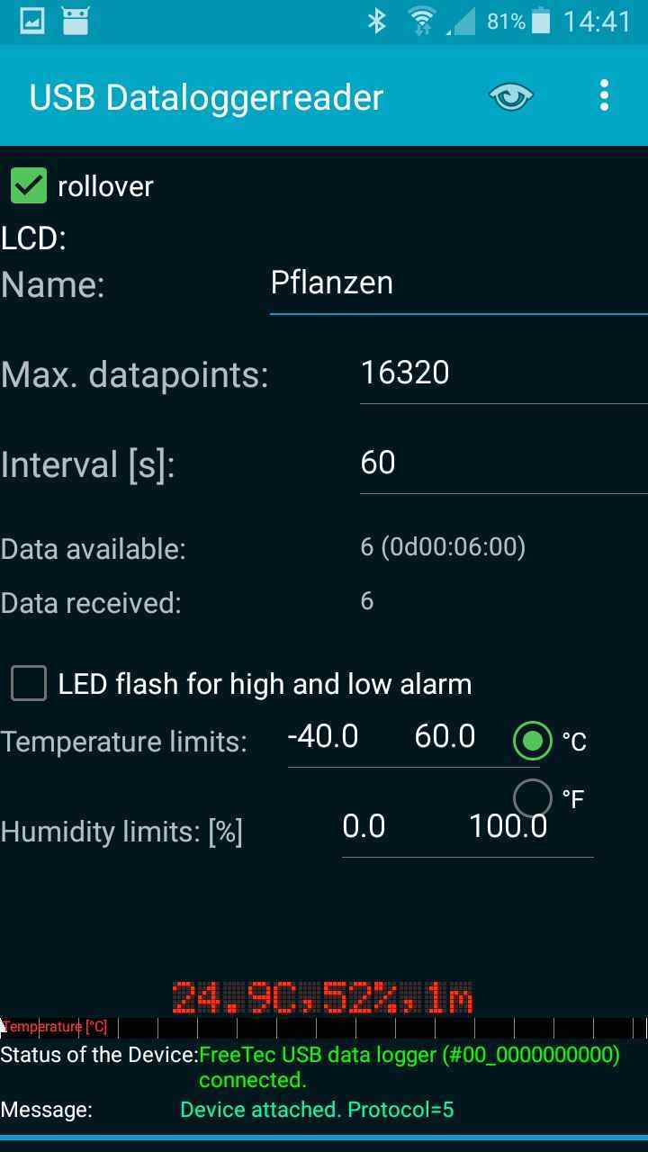 USB-Dataloggerreader screenshot