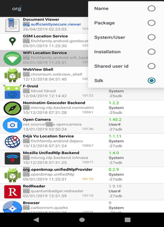 apps_Packages Info screenshot
