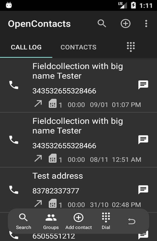 OpenContacts screenshot