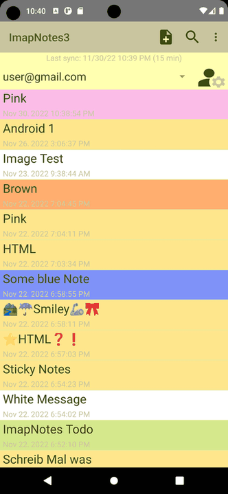 ImapNotes3 screenshot