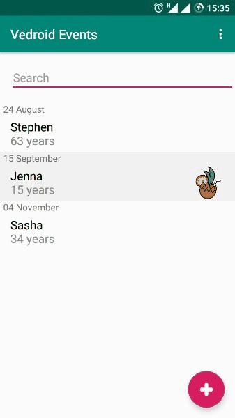 Vedroid Events screenshot