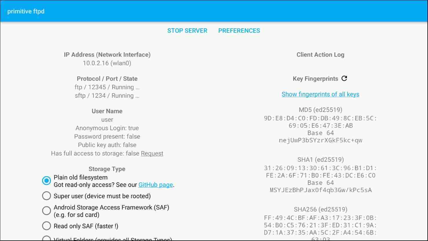 Primitive FTPd screenshot
