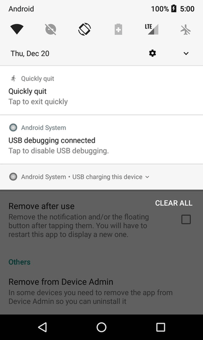 Quickly quit screenshot